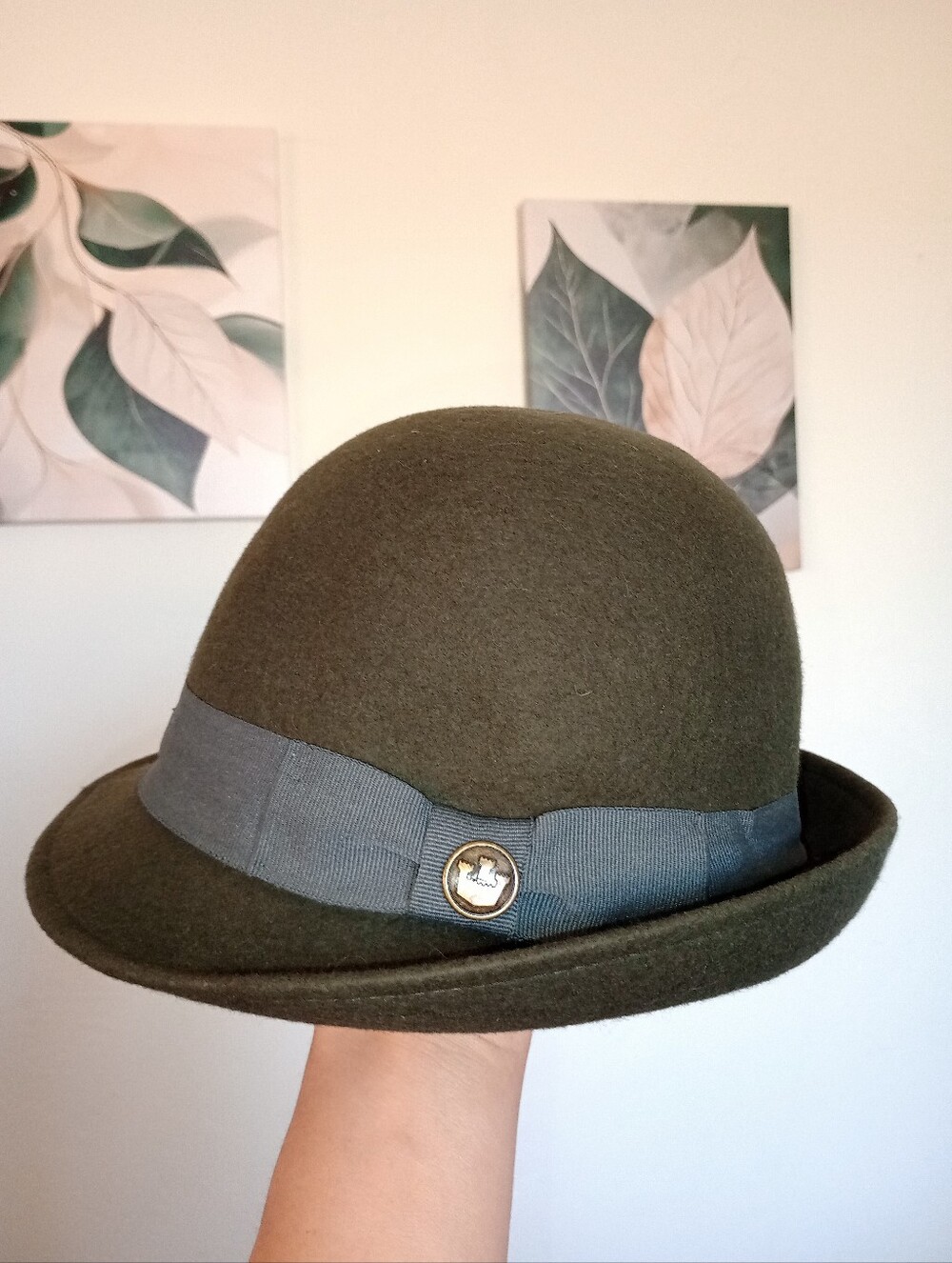Goorin Bros Green Wool Cloche Bowler Fedora Hat